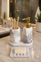Marble Patterned Concrete 4-Piece Bathroom Set Liquid Solid Soap Dispenser Toothbrush Holder Presentation Tray Bathroom Accessories