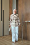 Women's Plaid Pattern Waist Tie Shirt Green - 4
