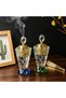 Crystal Glass Bakhoor Incense Burner with Gold Metal Inner Cup & Hollowed-Out Crescent Lid, Multi-Faceted Decorative Aroma Oil Diffuser Holder, Elegant Home Office Desk Decor, Safe for Daily Use - 2