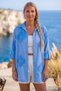 Italian Lavender Blue Shirt Collar 3/4 Sleeve Buttoned Hole Embroidery Detailed Casual Woven Shirt 80 68 - 6