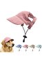 Dog Baseball Cap - Adjustable - With Ear Holes - Summer Sun Hat - Breathable Corduroy Material - Pink - Size S