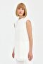 Chiffon Front Sleeveless Combed Cotton Undergarment - Ecru - 5