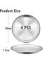A set of 4 round stainless steel plates, 20cm in diameter - unbreakable, suitable for home and outdoor use. - 4