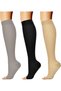 3 pairs of flight compression socks toeless support Open-toe Calf Women's Men Nurse Flying Travel L/XL 39-42