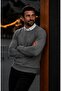 Men's Basic Winter Long Anthracite Sweater - 3