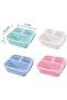 4-Piece Lunch Box Set, 3 Compartments, 17x5.5x15.5cm, Reusable Stackable Sealed Food Containers, 4 Colors - 4