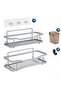 Bathroom Shower Shelves - 2 (1 Large + 1 Small) Stainless Steel Self - Adhesive Shelves with Hooks, No Drilling Required, Wall - Mounted, Rust -...