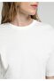 Slim Fit Round Neck Solid Women's White Short Sleeve T-Shirt - 4