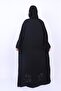 Elegant Black Nida Abaya with Velvet Floral Applique and Beadwork Embellishments - 5