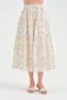 Women's Floral Print and Embroidery Detailed Design Long Skirt with Elastic Waist