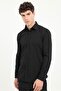 Men's Slim Fit Long Sleeve Black Shirt - 2