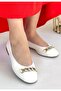 Cleo White Skin Ballerina Shoes