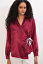 Double-Breasted Satin Burgundy Women's Shirt 20386 - 4