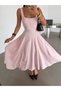 Lace Detail Midi Dress - Powder Pink - 3