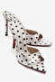 Women's Brown Polka Dot Detailed Pointed Toe Thin Heeled Slippers Sona - 2