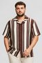 Men Regular Fit Short Sleeve Stripe Casual Shirt, Multicolor