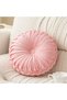 38cm Round Pleated Pumpkin Wheel Cushion, Hand-Decorated Soft Velvet Throw Pillow for Sofa, Car, Bedroom and Camping (Pink) - 3