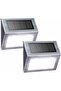 Solar lights suitable for deck steps, stairs, railings, walkways, paths, LED lights, outdoor waterproof, white light, 2-pack.