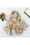 Soft and lightweight silk scarf with printed pattern, sun-protective and comfortable, fashionable women's scarf for spring - khaki. - 2