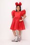Red Balloon Sleeve Girls' Satin Dress - Dona - 2