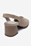 Women's Thick Heel Thick Strap Sandals Real Leather Zy 4115 Suede Mink - 3