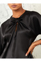 3/4 Sleeves Round Neck Blouse with Keyhole Detail - 3
