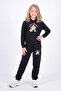 Girl's 3-Piece Printed Kangaroo Pocket Hooded Tracksuit Set - 4