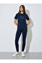 Navy Blue Text Print T-Shirt and Leggings Co-ord Set - 3