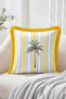 Set of 4 Fringed-Tasseled Throw Pillow Covers with Palm Trees, Stripes, and Car Figures Decorative Pillowcases - 3
