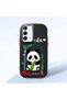 Samsung Galaxy S22 Compatible Case Camera Protector Black Silicone Couple Phone Case Panda Pattern
