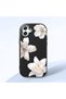 Samsung Galaxy A07 Compatible Case Camera Protector Black Silicone Couple Phone Case with Floral Pattern