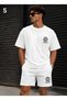 Men's Sleeve Print Detailed Adult Shorts Set