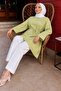 Tie-Waist Asymmetrical Cut Tunic Tsd260265 Green - 5