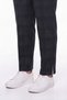 Women's Navy Blue Black Winter High-Waisted Trousers with Stone Detail on the Cuffs and Waist - 3