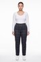 Women's Navy Blue Black Winter High-Waisted Trousers with Stone Detail on the Cuffs and Waist