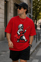 Dog Playing Guitar Printed Crew Neck Casual Unisex Oversize T-Shirt - Rock Themed Cotton T-Shirt