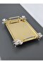 Figured, Metal Handle, Stainless Steel Rectangular Tray Luxury Presentation Tray North Gold-Silver - 6