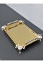 Figured, Metal-Handled, Stainless Steel Rectangular Tray Luxury Presentation Tray Light Gold-Silver - 6
