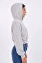 Women's Gray Crop Hoodie Sweatshirt – Long Sleeve Basic Hooded Sweatshirt - 4
