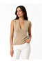 V-Neck Sleeveless Women's Sweater Beige