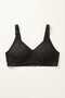 4-Pack Black Women's Cotton Seamless Sponge-Free Underwire-Free Gathering Bra - Non-Marking Minimizer Bra + Sleep Band Gift - 5