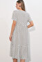 Women's V-Neck Polka Dot Dress 2624 - White - 6