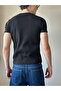Black Ribbed Buttoned Slim Fit Henley Collar T-Shirt - 2