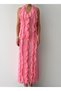 Women's Pink Midi Dress V-Neck Flounced Chiffon Sleeveless Event Dress - 2