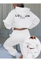 Unisex Men's and Women's Landon Printed Oversize 3 Thread Hooded Tracksuit Set - 4