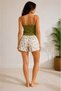 Wrinkled Fabric Women's Shorts Pajama Set with Rope Straps - 8
