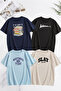 Unisex Mixed Print T-Shirt Set – 4-Pack Crew Neck Casual T-Shirts