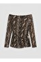 Fi̇mka Explosion Snake Patterned Boat Neck Long Sleeve Blouse 18748 - 5