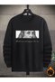 Men's George Washington Printed Black Crew Neck Oversize Sweatshirt - 3
