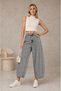 Smoked High Waist Short Leg Baggy Jean Denim Trousers - 2
